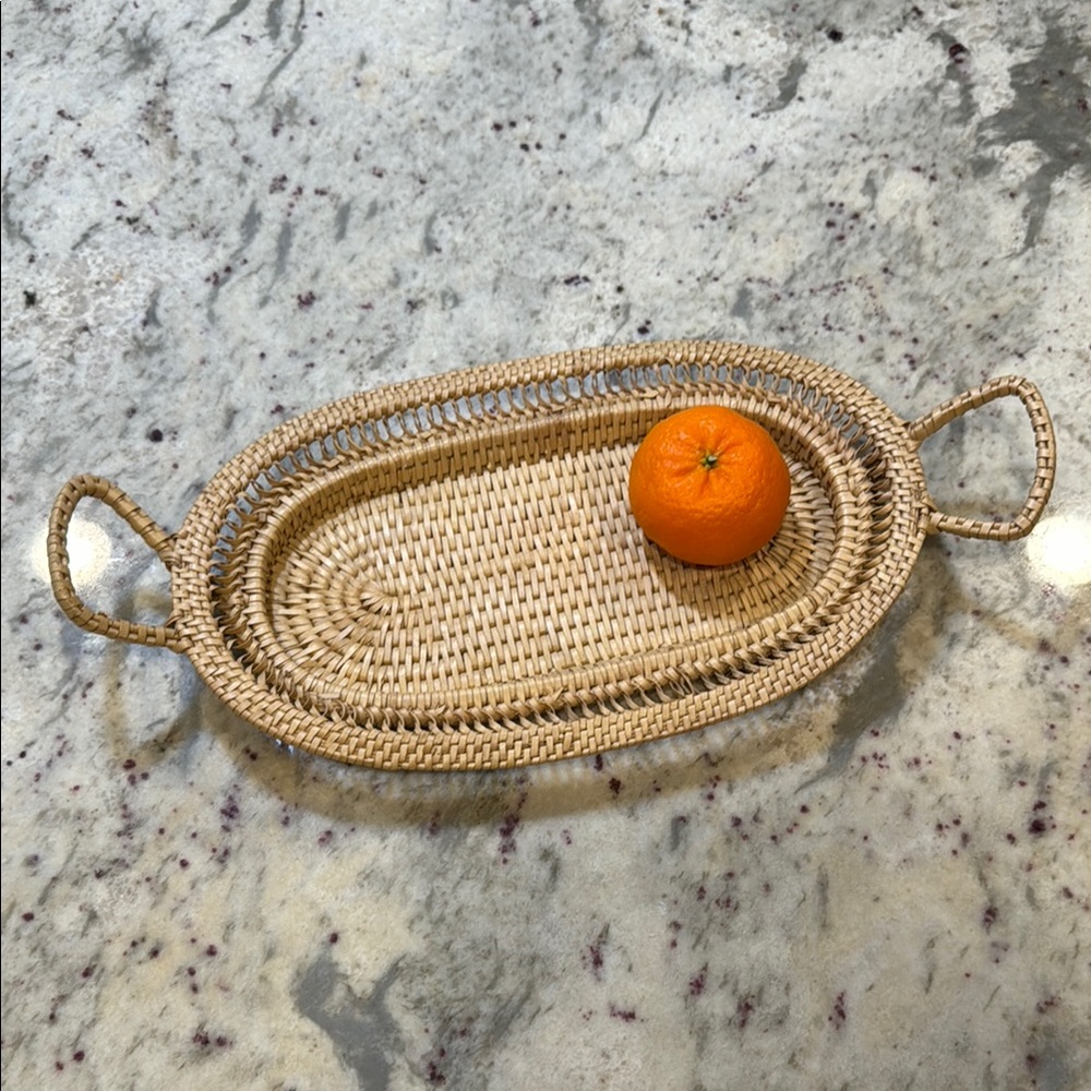 Woven Oval Basket Tray with Handles